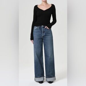 Agolde Cuffed High Rise Wide Leg Denim